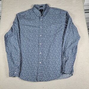 J.Crew Button Down Shirt Mens XL Blue Floral Flex Washed Slim Fit Long Sleeve